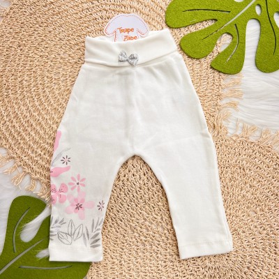 Kit 3 Calças - Flores e Plantas Prateadas - Rosa, Off White e Rose